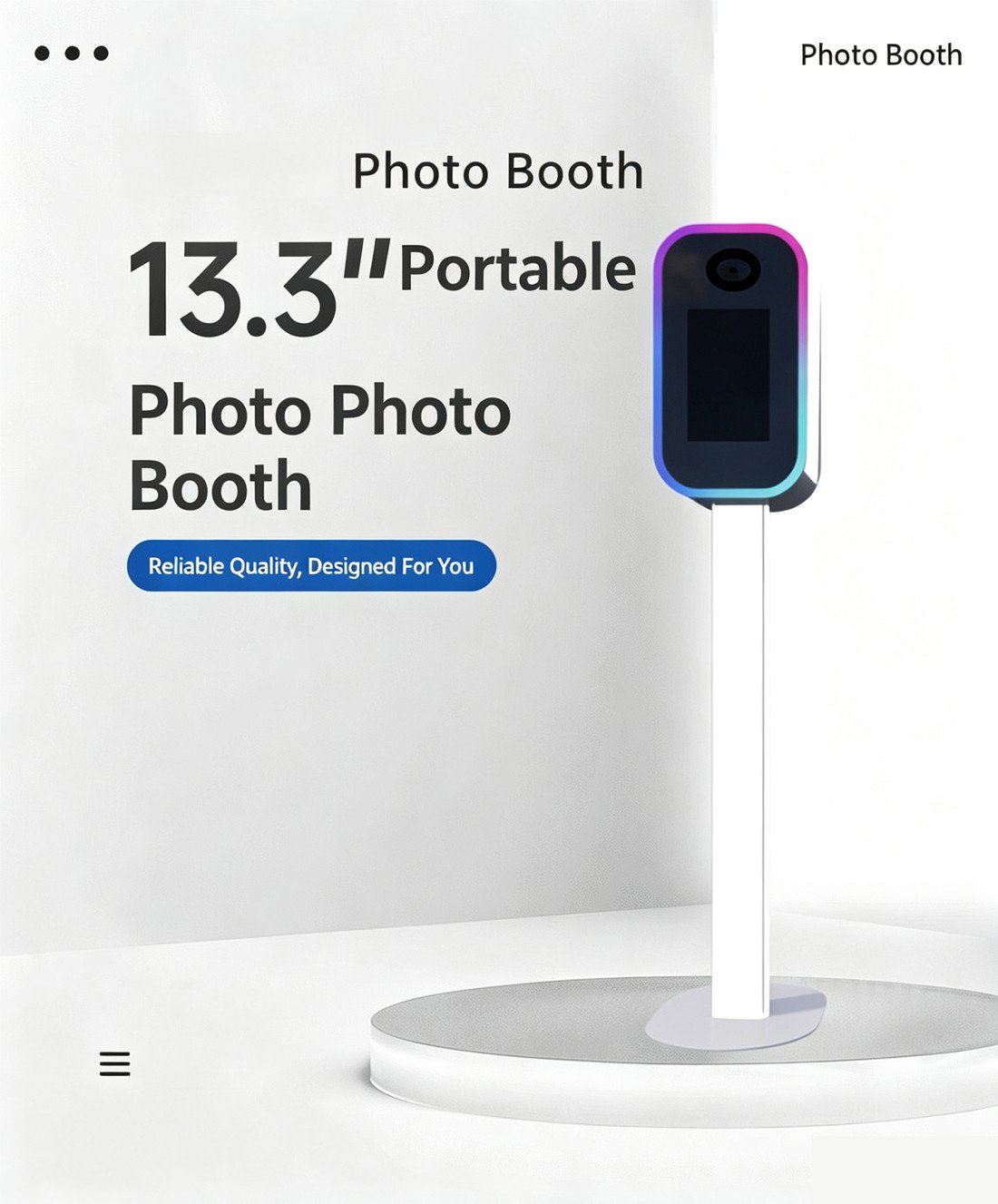 13.3 Inch Portable Photo Booth Machine Selfie Kiosk for Event Rental 1 (5) 副本12