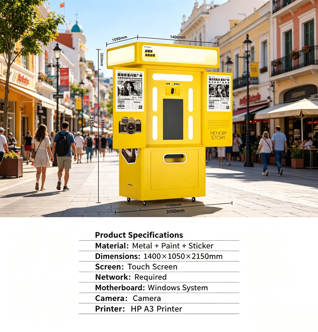 Newspaper Photo Booth Self Service Newsstand Style A3 Instant Print Kiosk 1 (8) 副本12